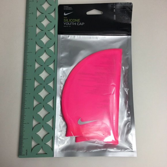 Nike Silicon Youth Cap Pink Training Swim Swimming Ages 8-14  Hot Pink Water New - Picture 8 of 12